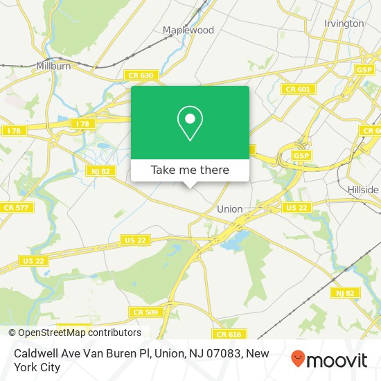 Caldwell Ave Van Buren Pl, Union, NJ 07083 map