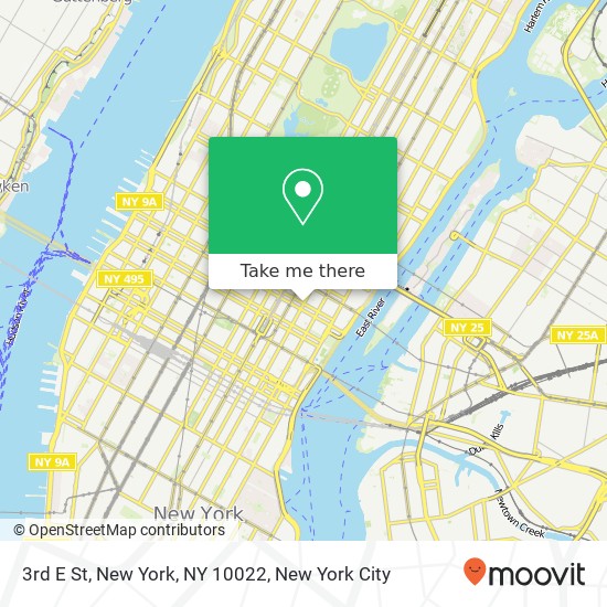 3rd E St, New York, NY 10022 map