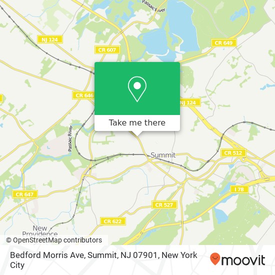 Mapa de Bedford Morris Ave, Summit, NJ 07901