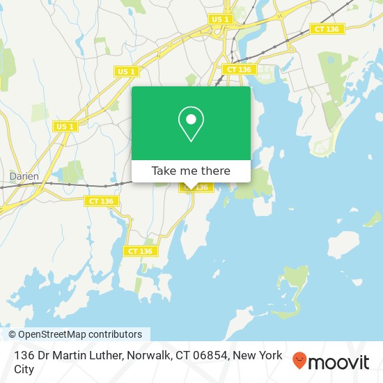 Mapa de 136 Dr Martin Luther, Norwalk, CT 06854