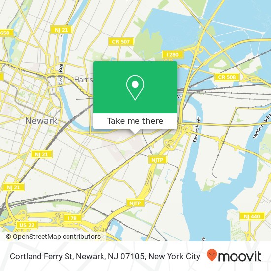 Mapa de Cortland Ferry St, Newark, NJ 07105