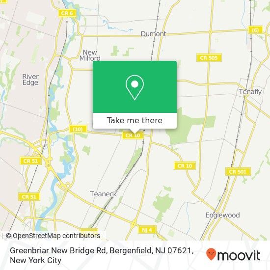 Mapa de Greenbriar New Bridge Rd, Bergenfield, NJ 07621