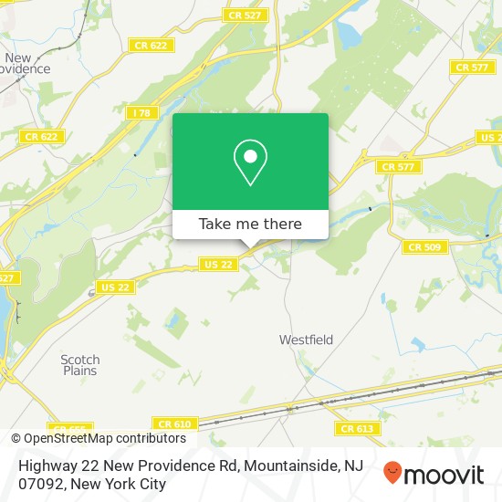 Highway 22 New Providence Rd, Mountainside, NJ 07092 map