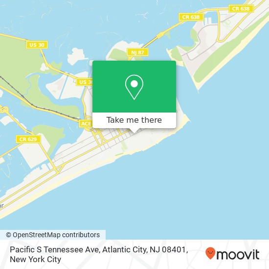 Mapa de Pacific S Tennessee Ave, Atlantic City, NJ 08401