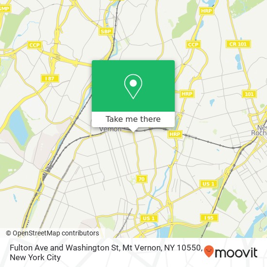 Mapa de Fulton Ave and Washington St, Mt Vernon, NY 10550