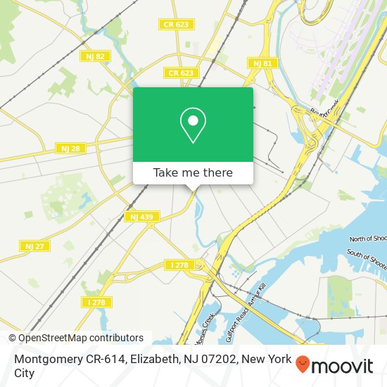 Mapa de Montgomery CR-614, Elizabeth, NJ 07202