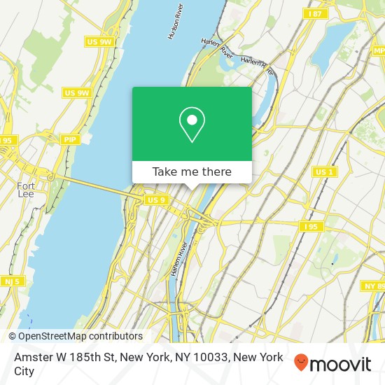 Amster W 185th St, New York, NY 10033 map