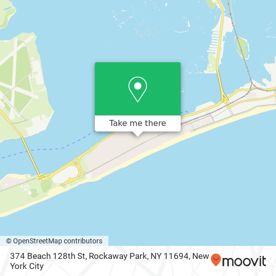 Mapa de 374 Beach 128th St, Rockaway Park, NY 11694