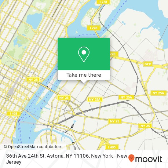 Mapa de 36th Ave 24th St, Astoria, NY 11106