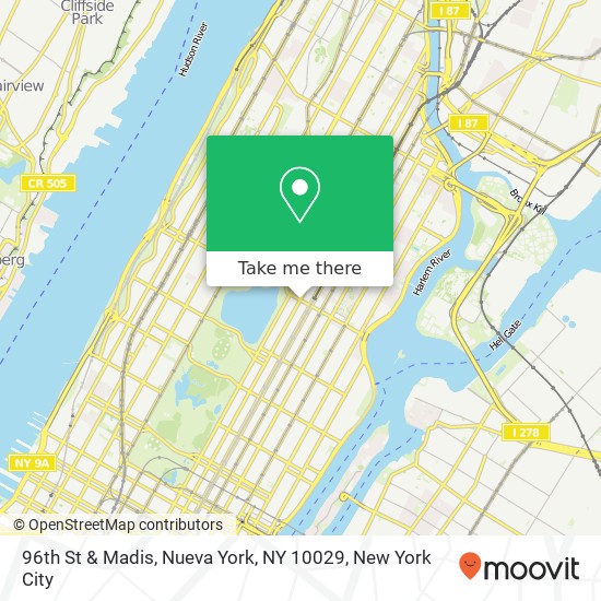 Mapa de 96th St & Madis, Nueva York, NY 10029