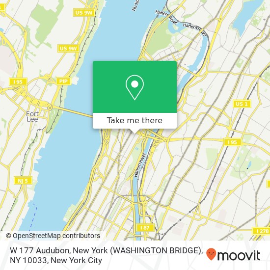 W 177 Audubon, New York (WASHINGTON BRIDGE), NY 10033 map