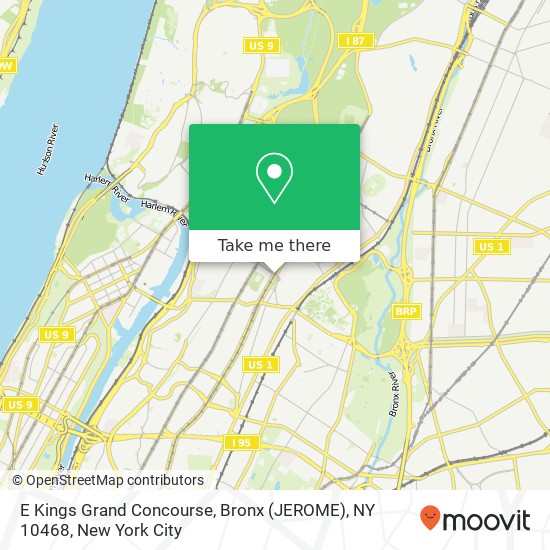 Mapa de E Kings Grand Concourse, Bronx (JEROME), NY 10468