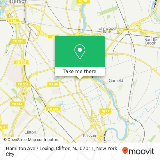 Mapa de Hamilton Ave / Lexing, Clifton, NJ 07011