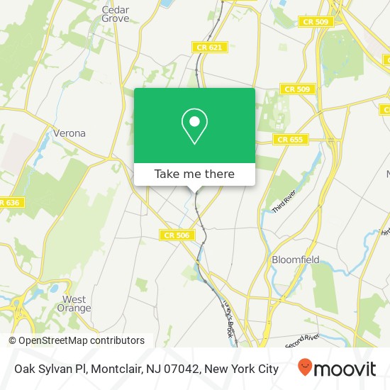 Mapa de Oak Sylvan Pl, Montclair, NJ 07042