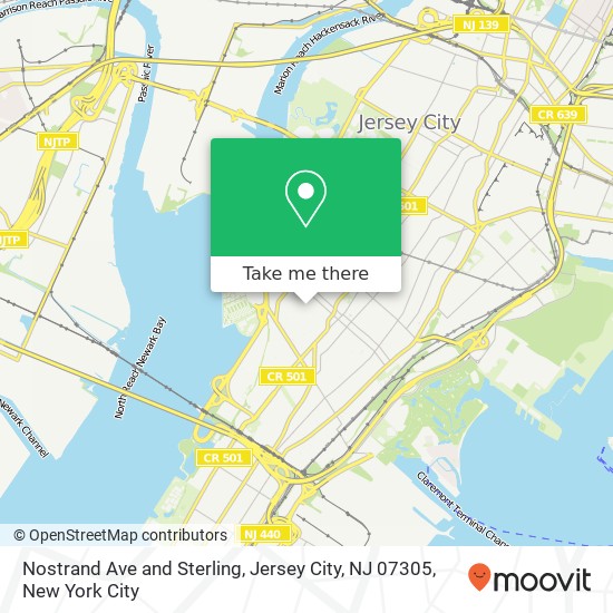 Mapa de Nostrand Ave and Sterling, Jersey City, NJ 07305
