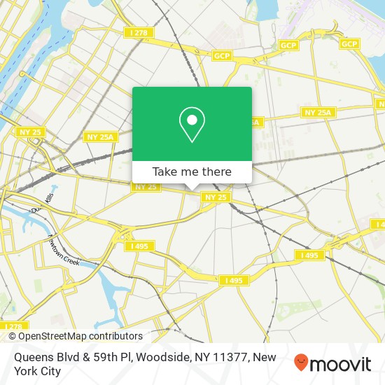 Mapa de Queens Blvd & 59th Pl, Woodside, NY 11377