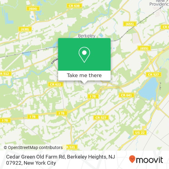 Mapa de Cedar Green Old Farm Rd, Berkeley Heights, NJ 07922