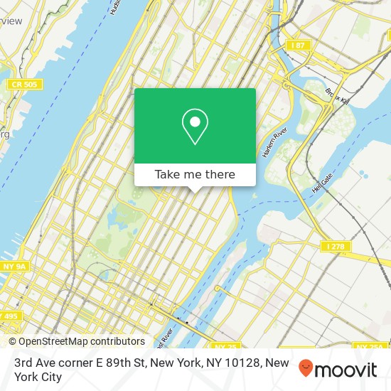 3rd Ave corner E 89th St, New York, NY 10128 map