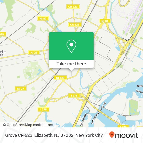 Mapa de Grove CR-623, Elizabeth, NJ 07202