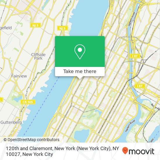 120th and Claremont, New York (New York City), NY 10027 map