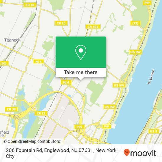 Mapa de 206 Fountain Rd, Englewood, NJ 07631