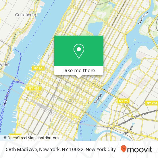 58th Madi Ave, New York, NY 10022 map