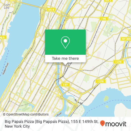 Mapa de Big Papa's Pizza (Big Pappa's Pizza), 155 E 149th St