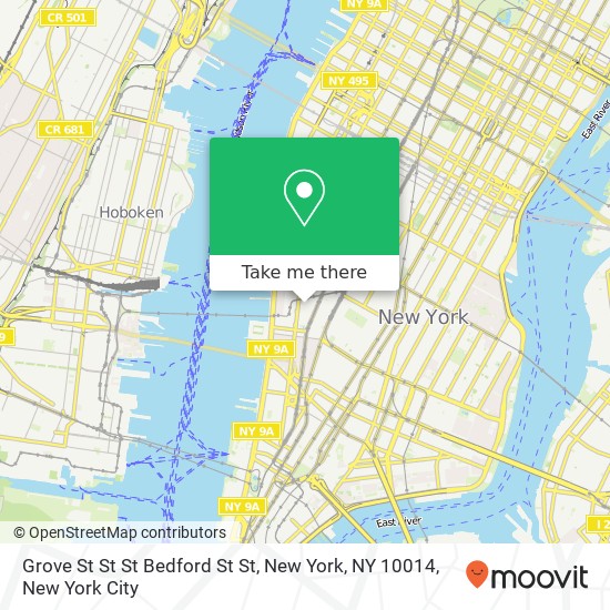 Mapa de Grove St St St Bedford St St, New York, NY 10014