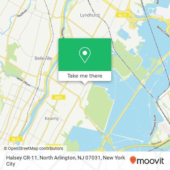 Mapa de Halsey CR-11, North Arlington, NJ 07031