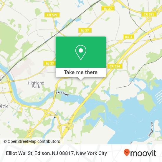 Mapa de Elliot Wal St, Edison, NJ 08817