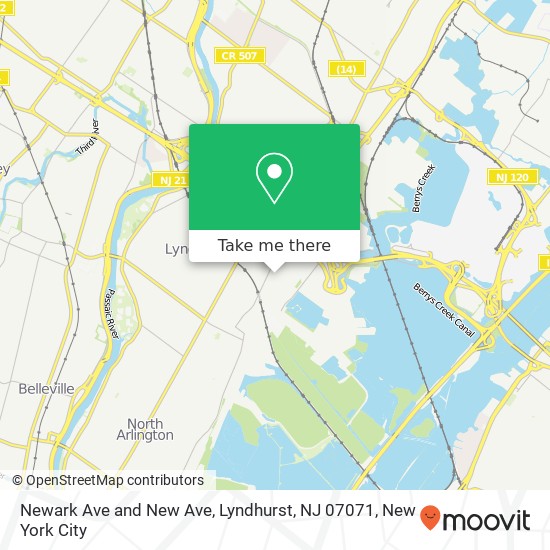 Mapa de Newark Ave and New Ave, Lyndhurst, NJ 07071