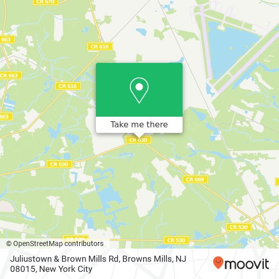 Mapa de Juliustown & Brown Mills Rd, Browns Mills, NJ 08015