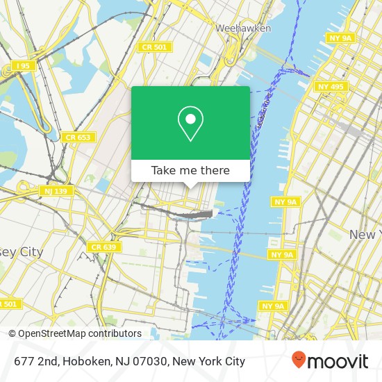 Mapa de 677 2nd, Hoboken, NJ 07030