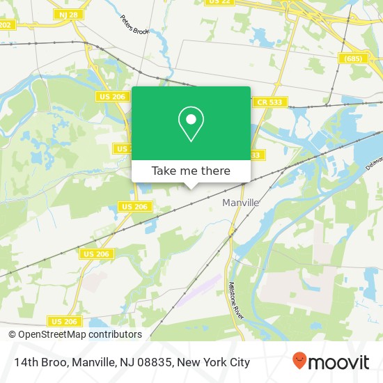 Mapa de 14th Broo, Manville, NJ 08835