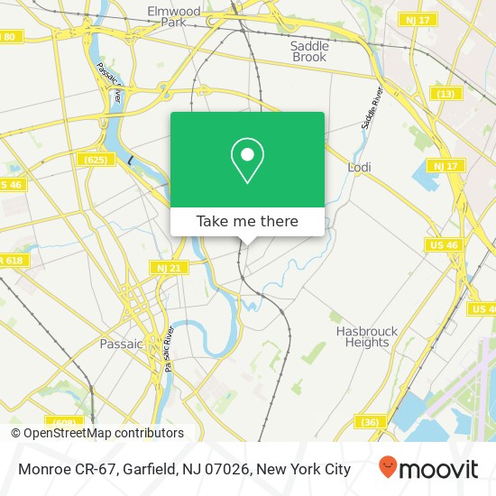 Mapa de Monroe CR-67, Garfield, NJ 07026