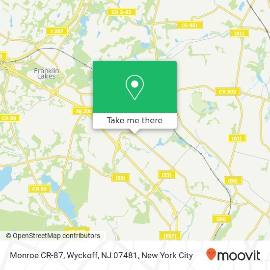 Mapa de Monroe CR-87, Wyckoff, NJ 07481