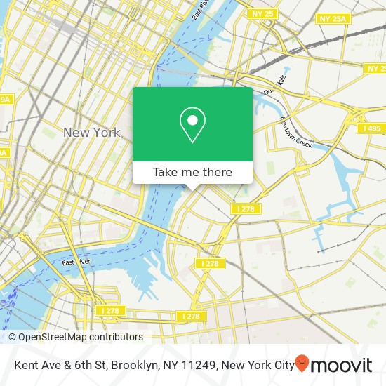 Mapa de Kent Ave & 6th St, Brooklyn, NY 11249