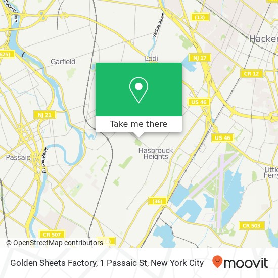 Golden Sheets Factory, 1 Passaic St map