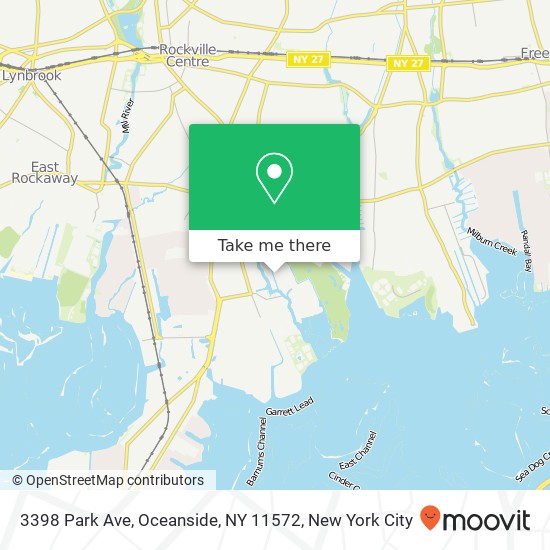Mapa de 3398 Park Ave, Oceanside, NY 11572