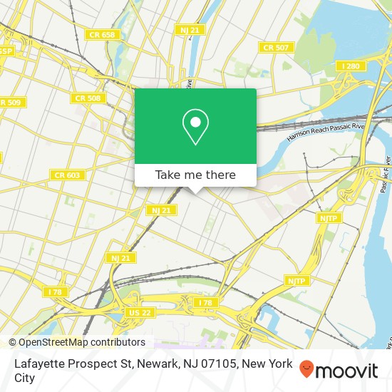 Mapa de Lafayette Prospect St, Newark, NJ 07105