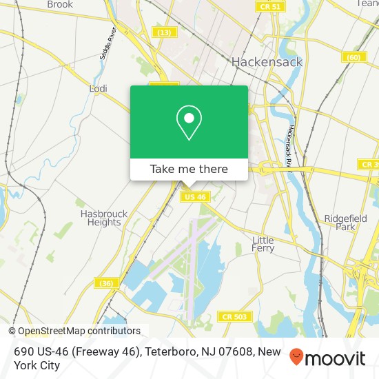 Mapa de 690 US-46 (Freeway 46), Teterboro, NJ 07608