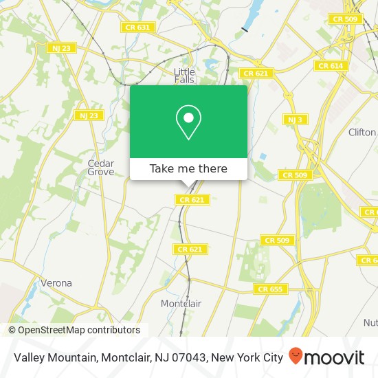 Mapa de Valley Mountain, Montclair, NJ 07043