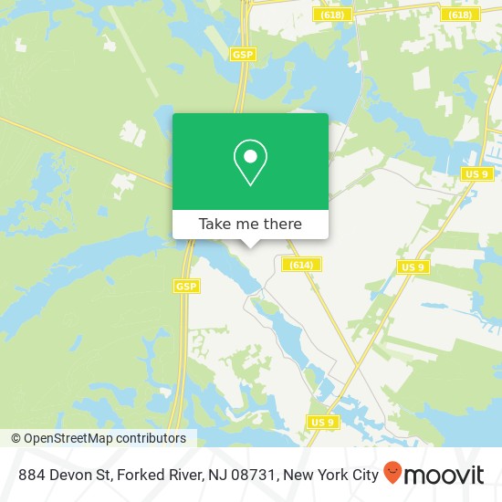 Mapa de 884 Devon St, Forked River, NJ 08731