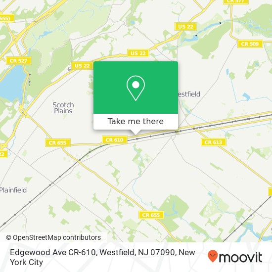 Mapa de Edgewood Ave CR-610, Westfield, NJ 07090