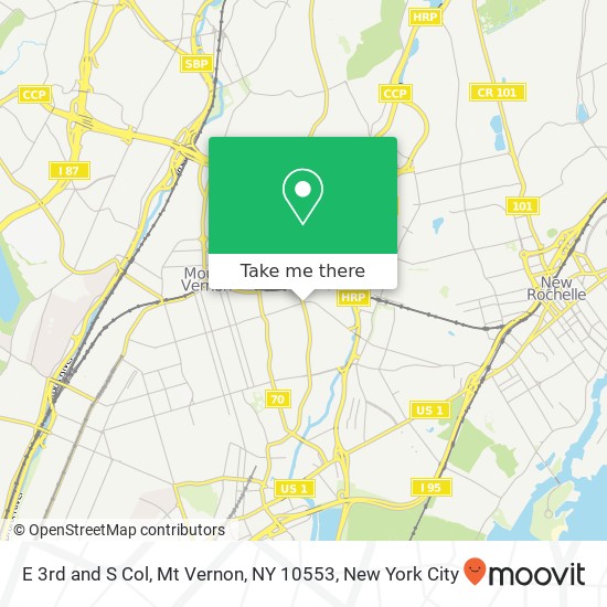 Mapa de E 3rd and S Col, Mt Vernon, NY 10553