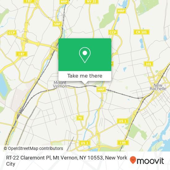 Mapa de RT-22 Claremont Pl, Mt Vernon, NY 10553