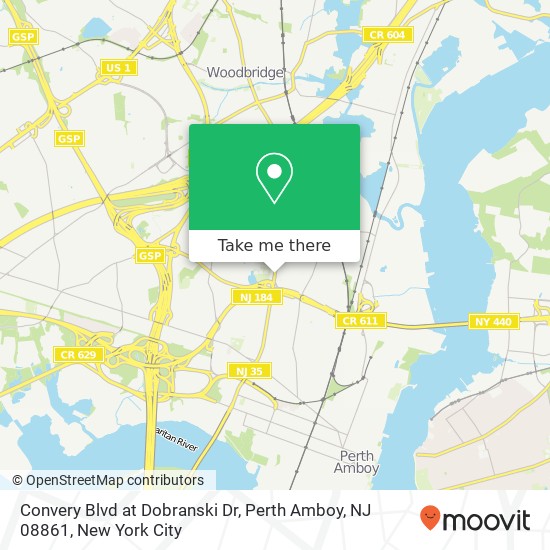 Mapa de Convery Blvd at Dobranski Dr, Perth Amboy, NJ 08861