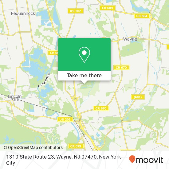 Mapa de 1310 State Route 23, Wayne, NJ 07470