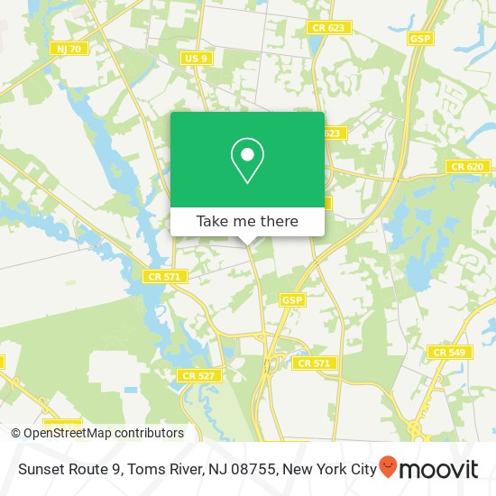 Mapa de Sunset Route 9, Toms River, NJ 08755