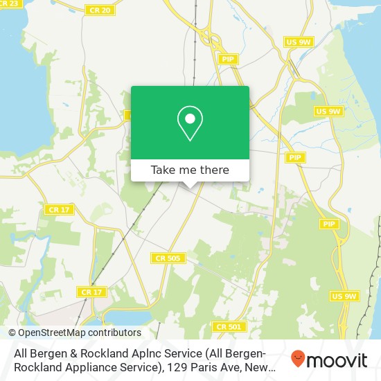 Mapa de All Bergen & Rockland Aplnc Service (All Bergen-Rockland Appliance Service), 129 Paris Ave